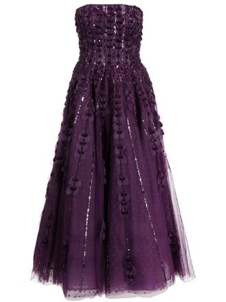 Saiid Kobeisy Beaded Tulle Dress With Velvet Hearts