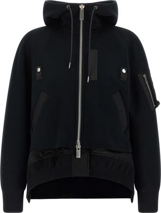sacai Black Zip-Up Hoodie