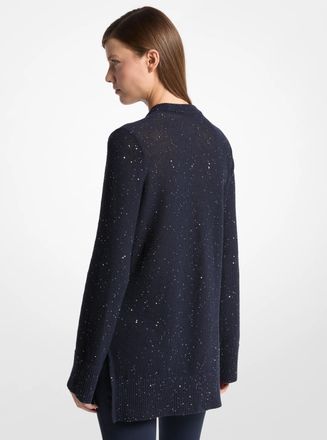 Michael Kors Sequined Linen and Cotton V-Neck Sweater