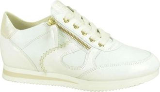 DL Sport Schoenen, Dames, Wit, 37 EU, Witte Gestikte Hoge Sneakers