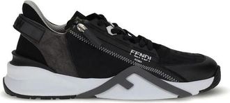 Fendi Flow Sneakers met elastische veters - Heren - Sneakers - Zwart - 40 EU - Leer - Schoenen