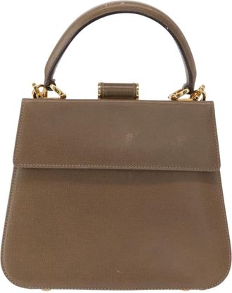 Ferragamo Gancini Handbag Leather Beige Leather Handbag (Pre-Owned)