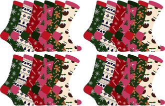 Sock Snob Dames kleurrijke nieuwe kerstsokken - 24 Pack