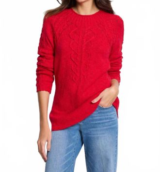 Nic+Zoe Femme Cable Sweater In Amaryllis