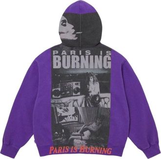 SUPREME SS26 Paris Is Burning Zip Up Hooded Sweatshirt Purple SUP-SS26-345-PUR