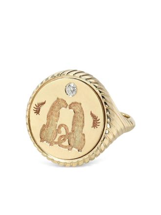 Retrouvai 14K yellow gold Alchemy Love signet ring - women - 14kt Yellow Gold - 8