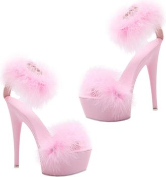 Yarnow Ultra High Heel Women Sandals Pink Platform Summer Shoes Moisture-wicking Inner Material Fashionable Design for Party and Daily Wear Random Color