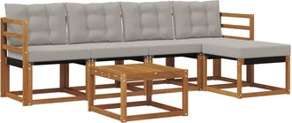 vidaXL Conjunto De Sof&aacute;s De Exterior 6 Uds. Natural Y Gris Claro Vidaxl