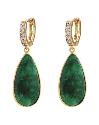 Liv Oliver 18K Plated 35.00 Ct. Tw. Emerald Cz Earrings