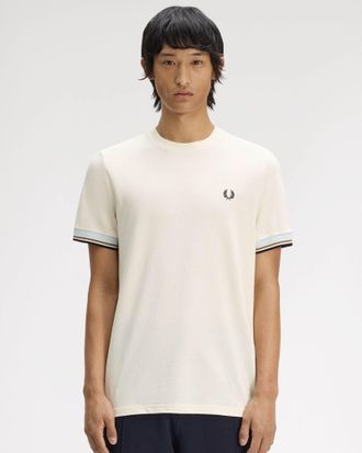 Fred Perry Mens T-Shirt in Ivory Cotton - Size X-Large