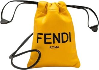 Fendi Pre-owned Bucket Bags, female, Yellow, Size: ONE SIZE Pre-owned Leather Bucket Bag