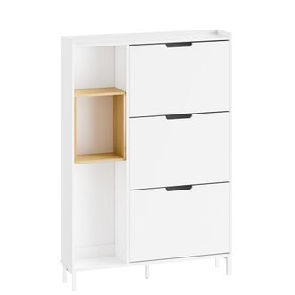 SoBuy Armario zapatero de tres puertas blanco 90x19x129.5cm moderno