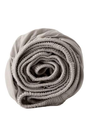 Pact Organic Cotton Organic Room Service Sateen Fitted Sheet in Dove Grey at Nordstrom, Size Queen