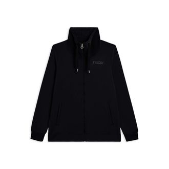 Freddy Felpa da donna con zip, spacchi laterali e collo alto in velluto