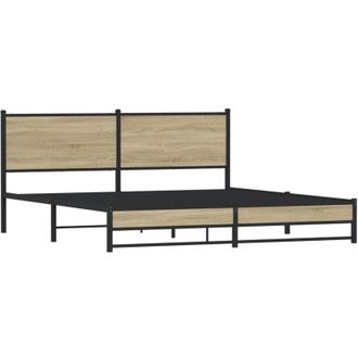 vidaXL Estructura De Cama Sin Colch&oacute;n Metal Roble Sonoma 160x200 Cm Vidaxl