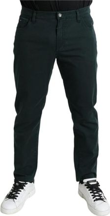 Dolce & Gabbana Trainingsbroeken - Heren - Slim Fit Jeans - Groen - XL - Katoen - Jeans