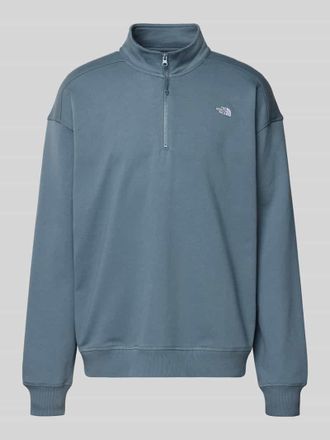 The North Face Relaxed Fit Sweatshirt mit Stehkragen und Rei&szlig;verschluss in Rauchblau, Gr&ouml;&szlig;e XXL