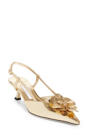Jimmy Choo London Mimmi Pointed Toe Slingback Pump in Gold/Gold at Nordstrom, Size 10.5Us