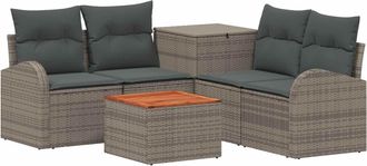 vidaXL Juego De Sof&aacute; 6 Uds. Gris Y Gris Oscuro Rat&aacute;n Sint&eacute;tico Y Acero Vidaxl