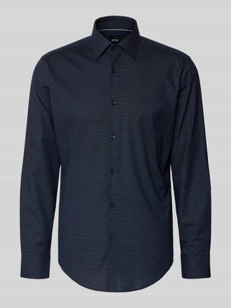 HUGO BOSS Regular Fit Businesshemd aus Baumwoll-Mix Modell JOE in Marine, Gr&ouml;&szlig;e 39