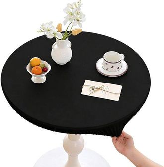 OEM Mantel Redondo Para Exteriores - Impermeable - Lavable - El&aacute;stico - Di&aacute;metro De La Mesa 110 Cm - Negro