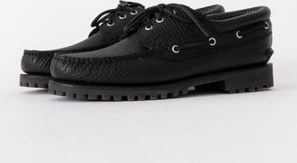 Timberland Mens Boat Shoe in Black Leather - Size UK 10