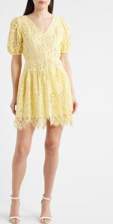 Anne Klein Lace Minidress in Daffodil at Nordstrom, Size 14