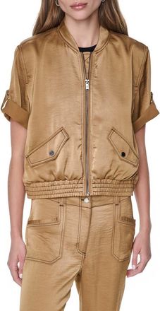 DKNY Contrast Stitch Bomber Jacket in Dune at Nordstrom, Size Xx-Small