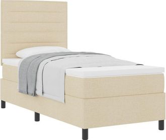 vidaXL Box Spring Bed with Mattress Cream 80 x 200 cm Fabric vidaXL