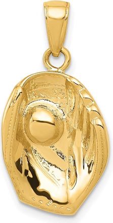 Diamond2Deal 14k Yellow Gold Baseball Glove And Ball Pendant
