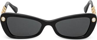 Swarovski Occhiali da sole cat-eye con decorazione - Nero