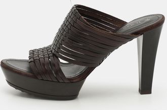 Tod's Tods Brown Leather Platform Slide Sandals