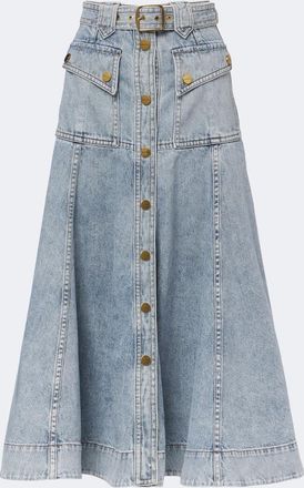 Zimmermann Belted denim midi skirt