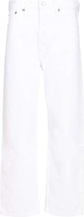 A Gold E 1990s Stijve Katoenen Denim Cropped Jeans - Dames - Regular Fit Jeans - Wit - W25 - Katoen - Jeans