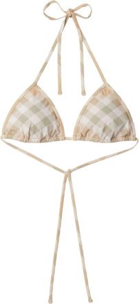 Burberry checked triangle bikini top - women - Polyamide/Polyamide/Elastane/Elastane - M - Neutrals