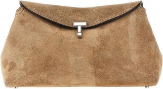 Toteme Suede leather T-Lock clutch Woman One Size