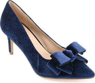 Journee Collection Crystol Pump Womens Navy Pointed Toe Stiletto Heel HAWK3043