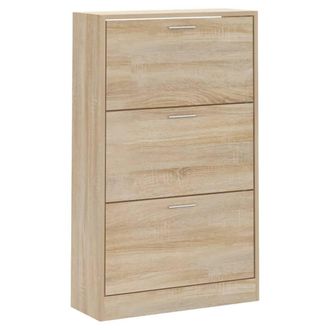 Berkfield Home Shoe Cabinet Sonoma Oak 63x24x103 cm Engineered Wood in Tan | Size: 63 x 24 x 103 cm