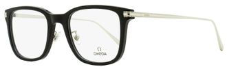 Omega OM5005H Square Metal-Accented Acetate Eyeglasses - Black