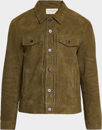 Officine G&eacute;n&eacute;rale Men & apos;s Liam Suede Trucker Jacket