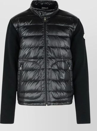 Moncler wool cardigan padded front high collar zip