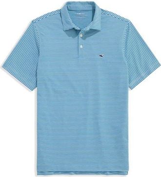 Vineyard Vines Bradley Stripe Sankaty Performance Polo in Aqua Haze/Tide Blue at Nordstrom, Size Small