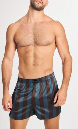 Savage x Fenty Savage X Satin Boxers in Nightfall Thicc Stripe Print at Nordstrom, Size Xxx-Large
