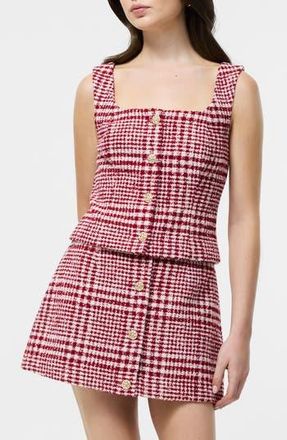French Connection Houndstooth Check Button-Up Vest in Scarlet Multi at Nordstrom Rack, Size 14