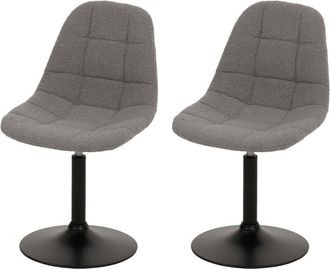 Hhg Nunca Usado] Juego De 2 Sillas De Comedor Hhg 842, Silla De Cocina Silla Giratoria, Acero Mvg Tela/textil Boucl&eacute; (450g/m&sup2;), Gris