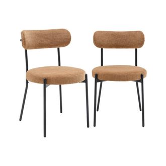 Sweeek Silla de metal y tela simple, set de 2, camel