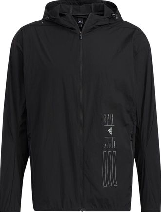 adidas Solid Color Sports Hooded Jacket Black HE9915