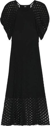 BOSS Midi-jurk met kanten vlakken - Zwart