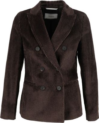 PESERICO Textured Corduroy Double-Breasted Jacket