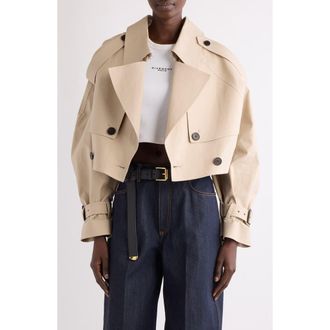 Givenchy Crop Cotton Trench Coat in Beige/Butter at Nordstrom, Size 6 Us